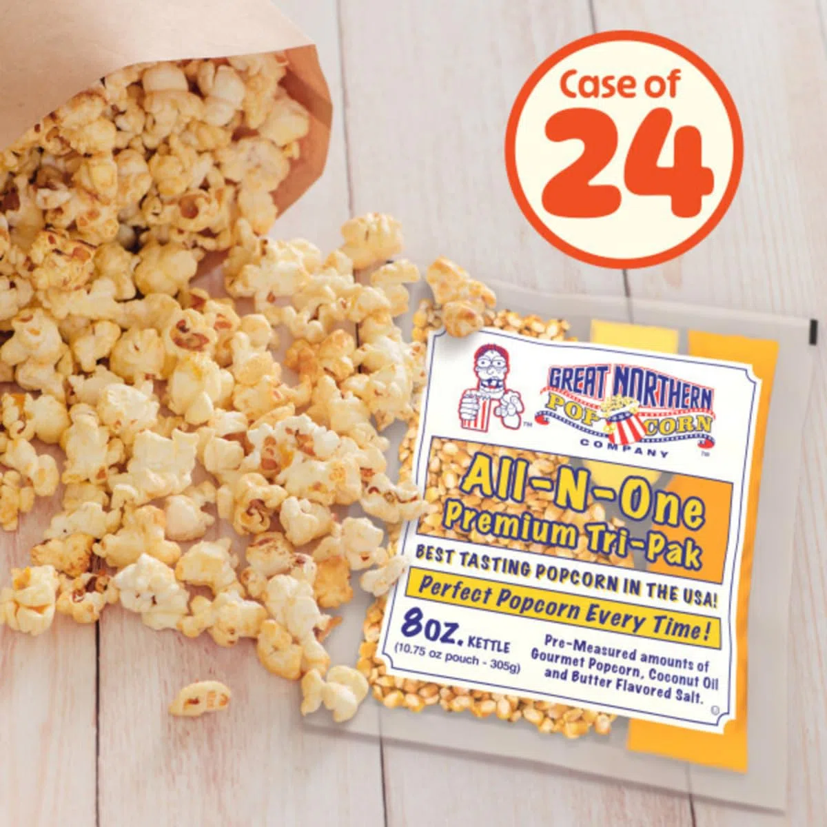 Great Northern Popcorn Premium 8 Ounce Popcorn Portion Pack of 24