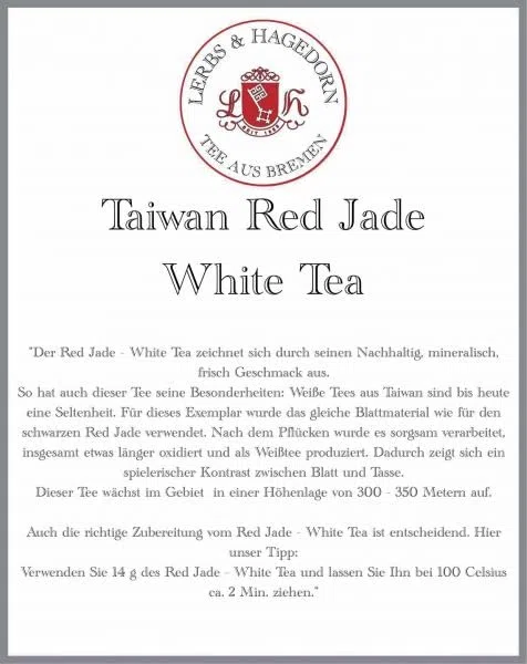 Taiwan Red Jade - Weißer Tee 1 Kg