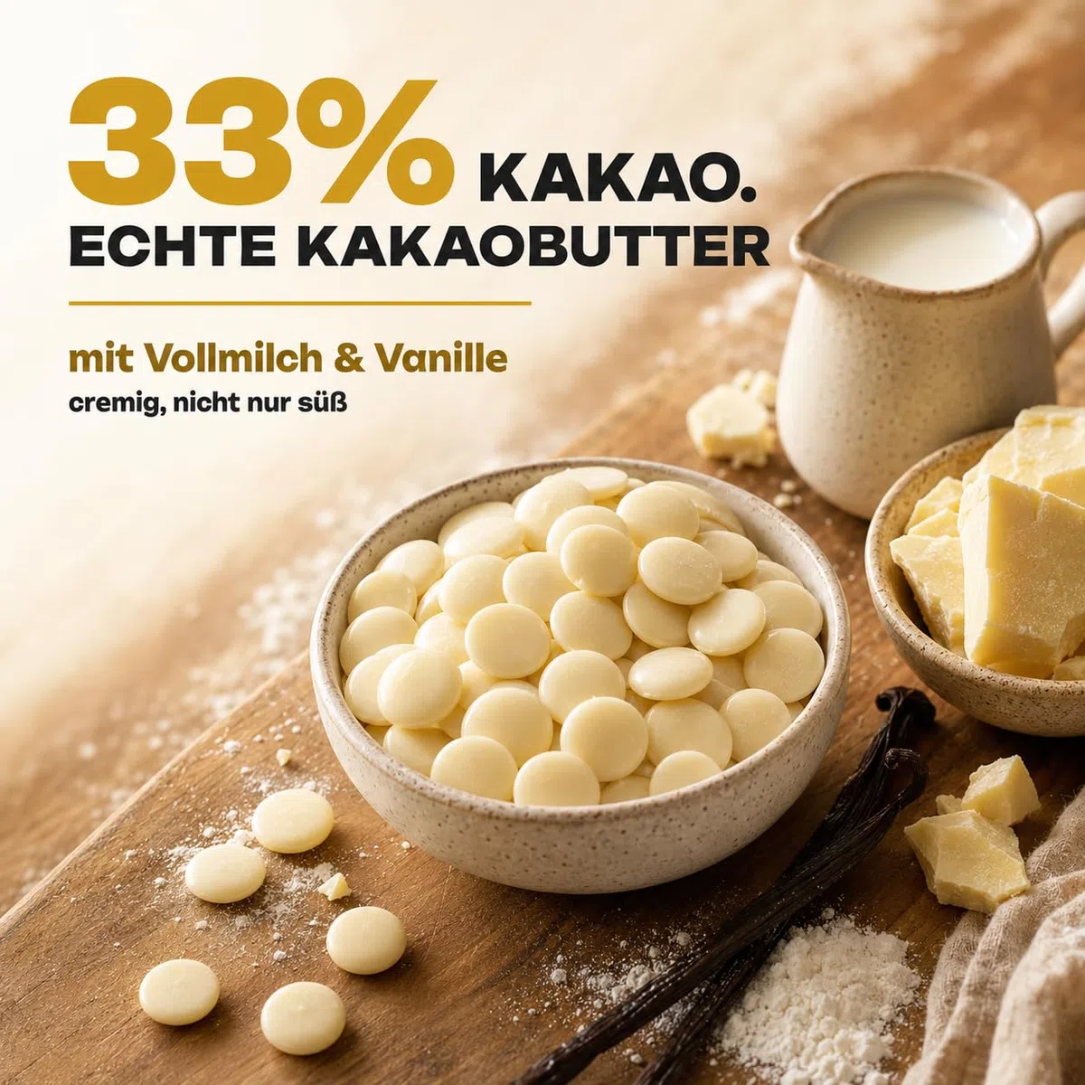 GiDeli Weiße Schokolade Drops 3x5kg - Kuvertüre mit Kakaobutter & 33% Kakao - Backschokolade zum Schmelzen - Einfache Dosierung - Ideal für Pralinen, Ganache & Schokoladenfondue