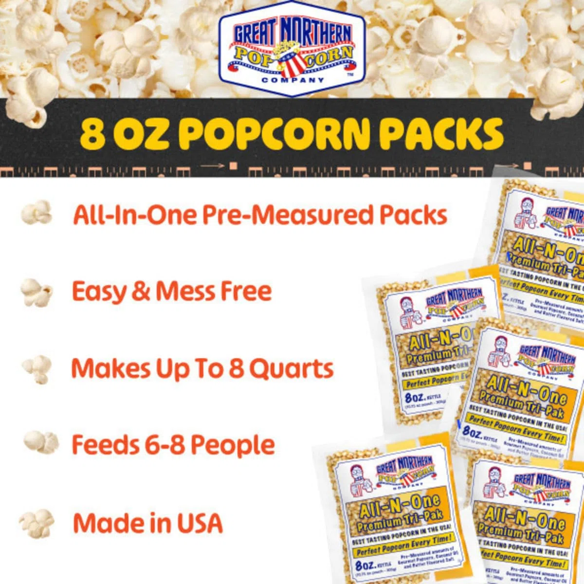 Great Northern Popcorn Premium 8 Ounce Popcorn Portion Pack of 24