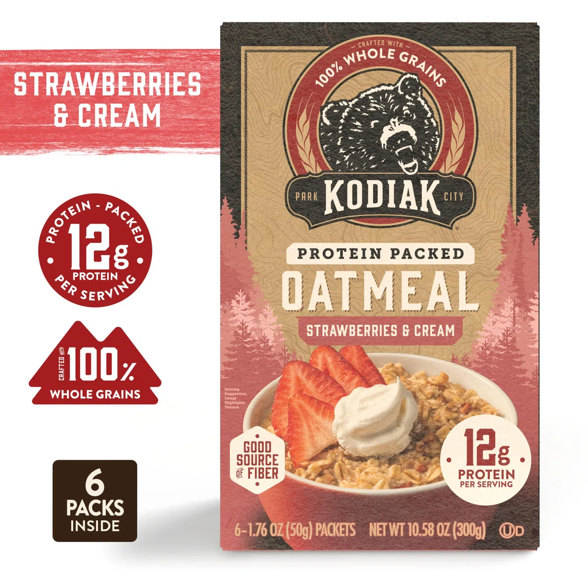 Kodiak Cakes Strawberries & Cream Haferflocken-Pakete (6 Stück)