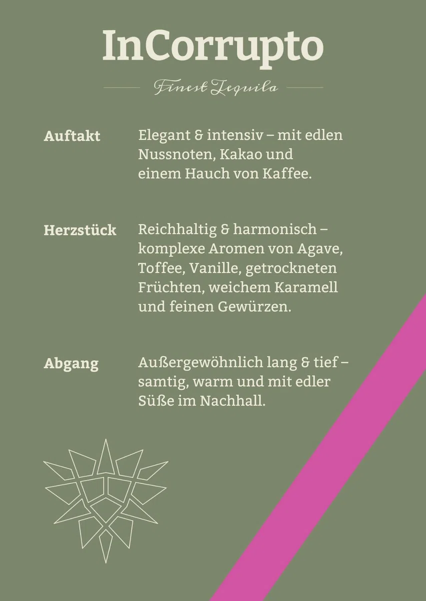 InCorrupto Tequila Extra Anejo - Premium Tequila I 5 Jahre gereift in Rotwein-& Bourbonfässern I süße Feige, Zimt & dunkle Schokolade I 100% Agave I handwerklich & traditionell I 0.5l