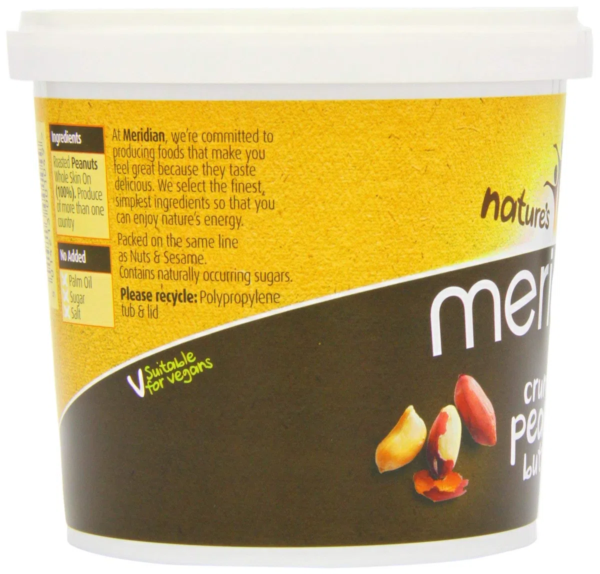 Meridian Erdnussbutter Bio, ohne Zusatz von Salz, 1 kg, 4 Stück