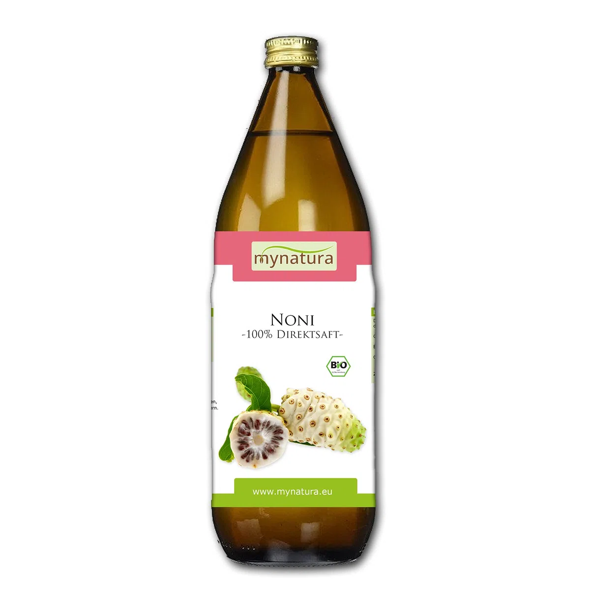 Mynatura Bio Noni-Saft 6x 1 Liter Glasflasche I Noni Direktsaft I 100% pflanzlich I Ohne Zusätze I Fruchtsaft aus Morinda citrifolia L. (6 x 1L Flasche)